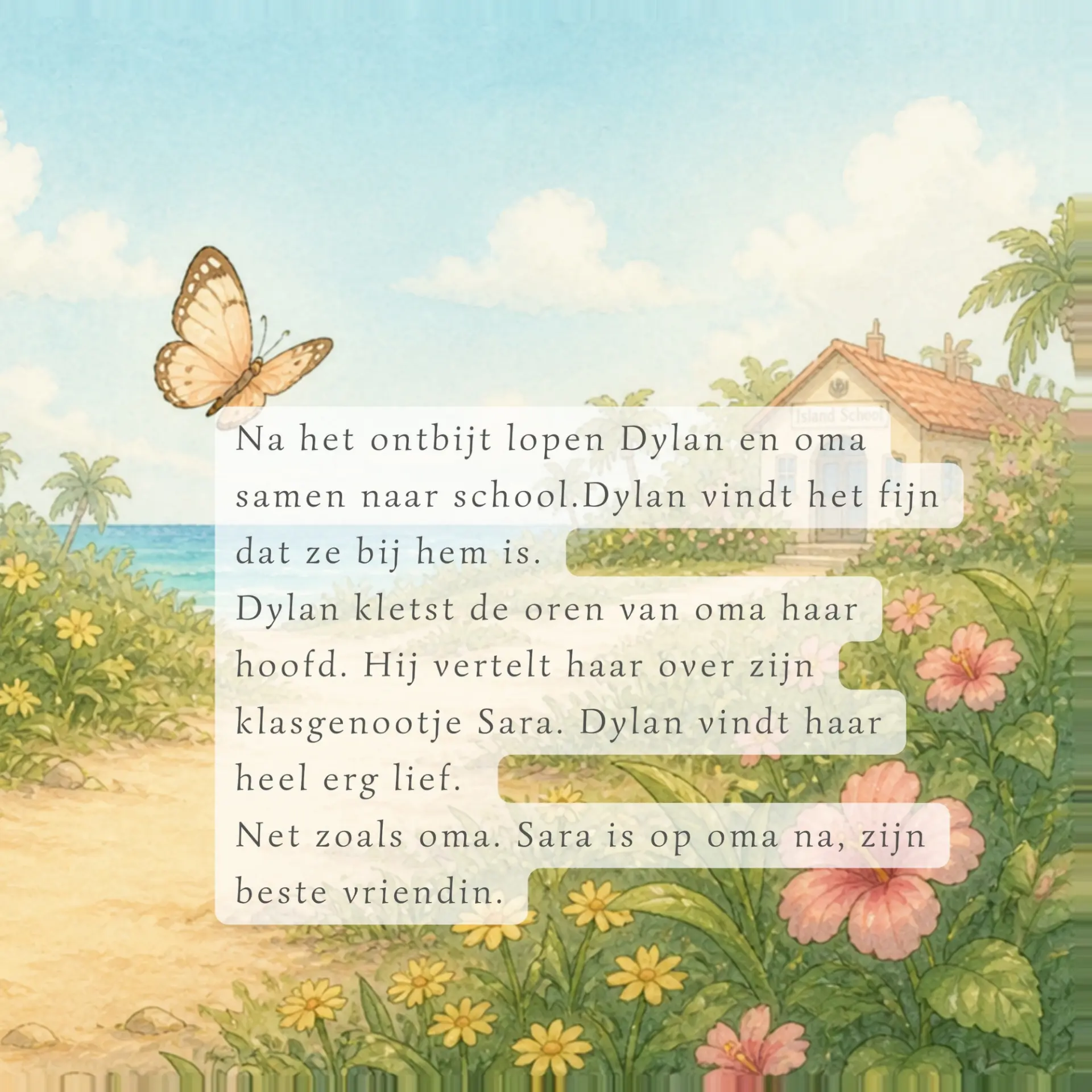 Dylan vertelt oma onderweg over zijn klasgenootje Sara